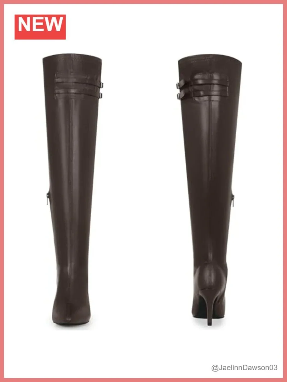 Faux Leather Thigh High Heel Boots Pointed Toe Stiletto Buckle